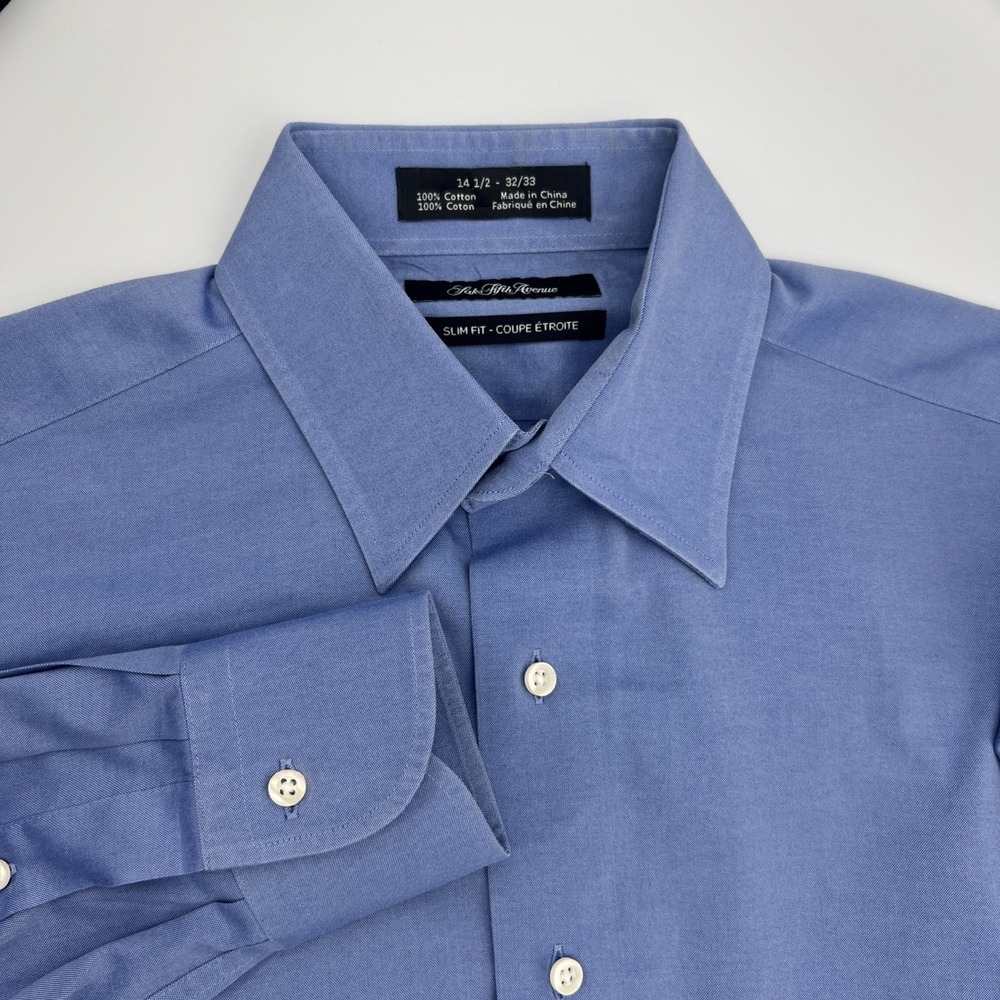 Saks Fifth Avenue Light Blue Slim‎ Fit Button Up Womens Size (14 1/2- 23/33)
